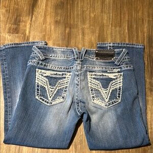 Vigoss Blue Capri, Cropped  Jeans Designer Stitch. The Chelsea. Sz 1/2.
